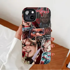 Chucky Movie-Inspired Durable Phone Case for Horror Fans & Halloween Enthusiasts – Torn Graphic Design with Iconic Quotes, Spooky Imagery & Sturdy Protection, Compatible with iPhone 11/12/13/14/15/16 (Pro Max/Plus) Smartphone Casing