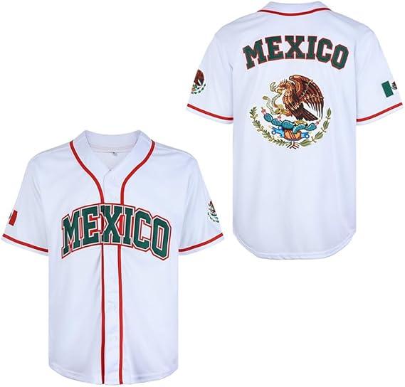 Men's Mexico Baseball Jersey, Eagle Mexico Baseball Button Down Jersey Shirts, Mexican Flag Baseball Jerseys Sports Shirt