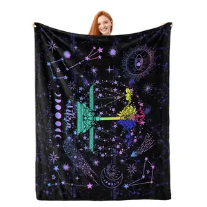 Libra Constellation Blanket Soft Flannel Blanket Suitable for Sofa Bed Warm Lightweight Suitable for Boys Girls Adult 50 Inch X 40 Inch