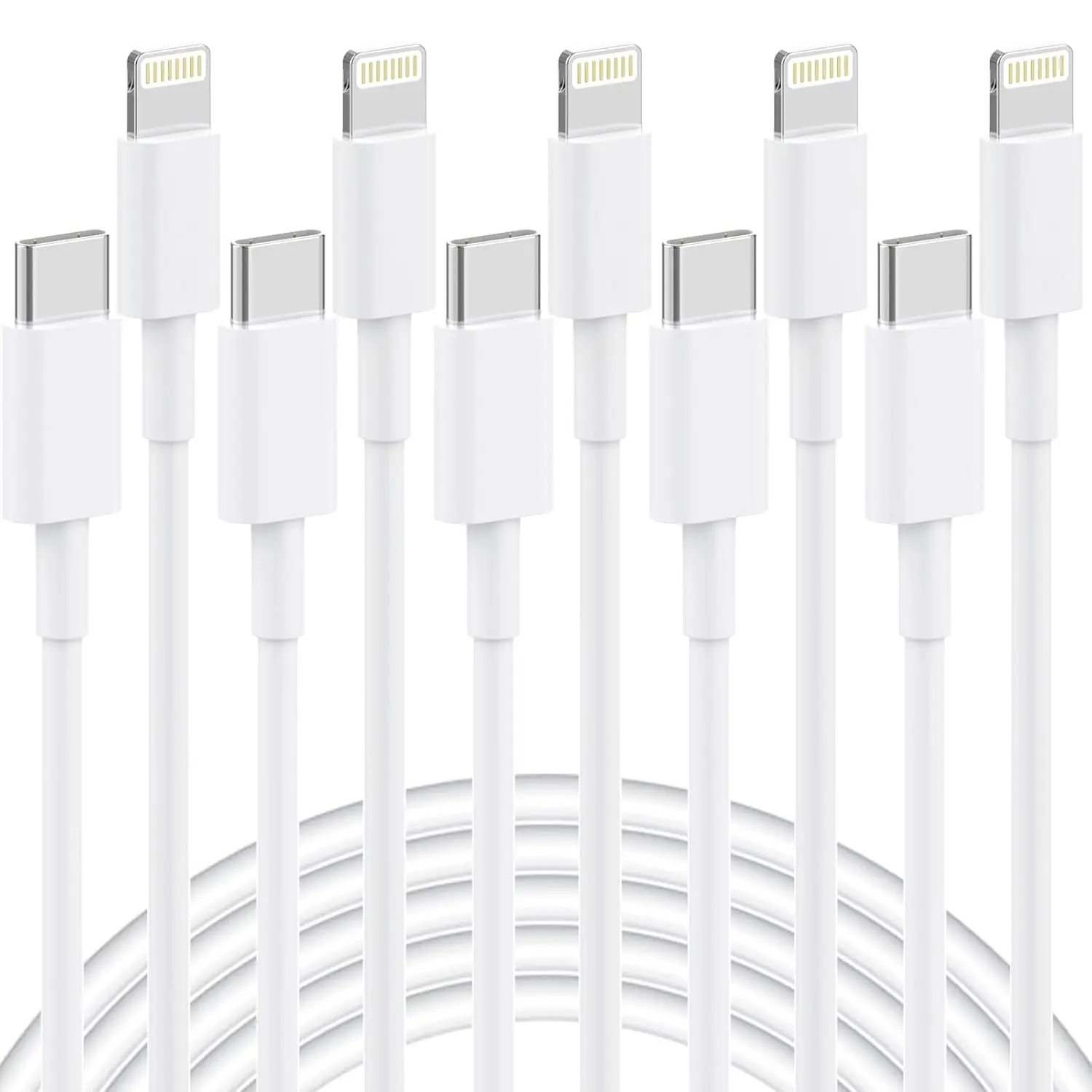 5 Pack 6FT USB C to Lightning Cable, Durable Tangle-Free Phone Charger Cord for iPhone 14/13/12/11/X/8/7/Plus, Pad, Pods Electronic Charging