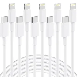 5 Pack 6FT USB C to Lightning Cable, Durable Tangle-Free Phone Charger Cord for iPhone 14/13/12/11/X/8/7/Plus, Pad, Pods