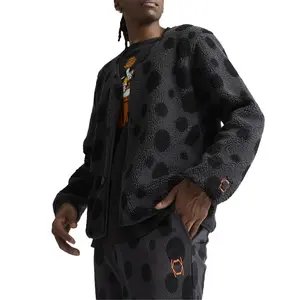 PUMA Mens Hoops X Sherpa V-Neck Long Sleeve Sweater Casual - Black, Grey