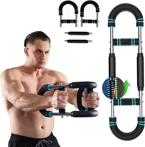 Arm Strength Trainer U-shaped Multi-functional Adjustable Forearm Strengthener Chest Exercise Equipment Triceps Portable Spring Resistance 2 Levels Of Adjustable Resistance Bands Comfortable Grip Detachable Design 60-100LBS Home Gym