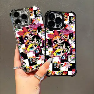 Powerpuff Girls Vintage iPhone Case for Cartoon Fans Kids Teens Compatible with iPhone 11/12/13/14/15/16 (Pro Max/Plus) Decorative Case