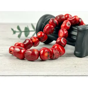 Chunky Necklace, Chunky Red Beaded Necklace, Chunky Red Coral Necklace, Statement Necklace, Gemstones Jewelry, Birthday Gift for Her