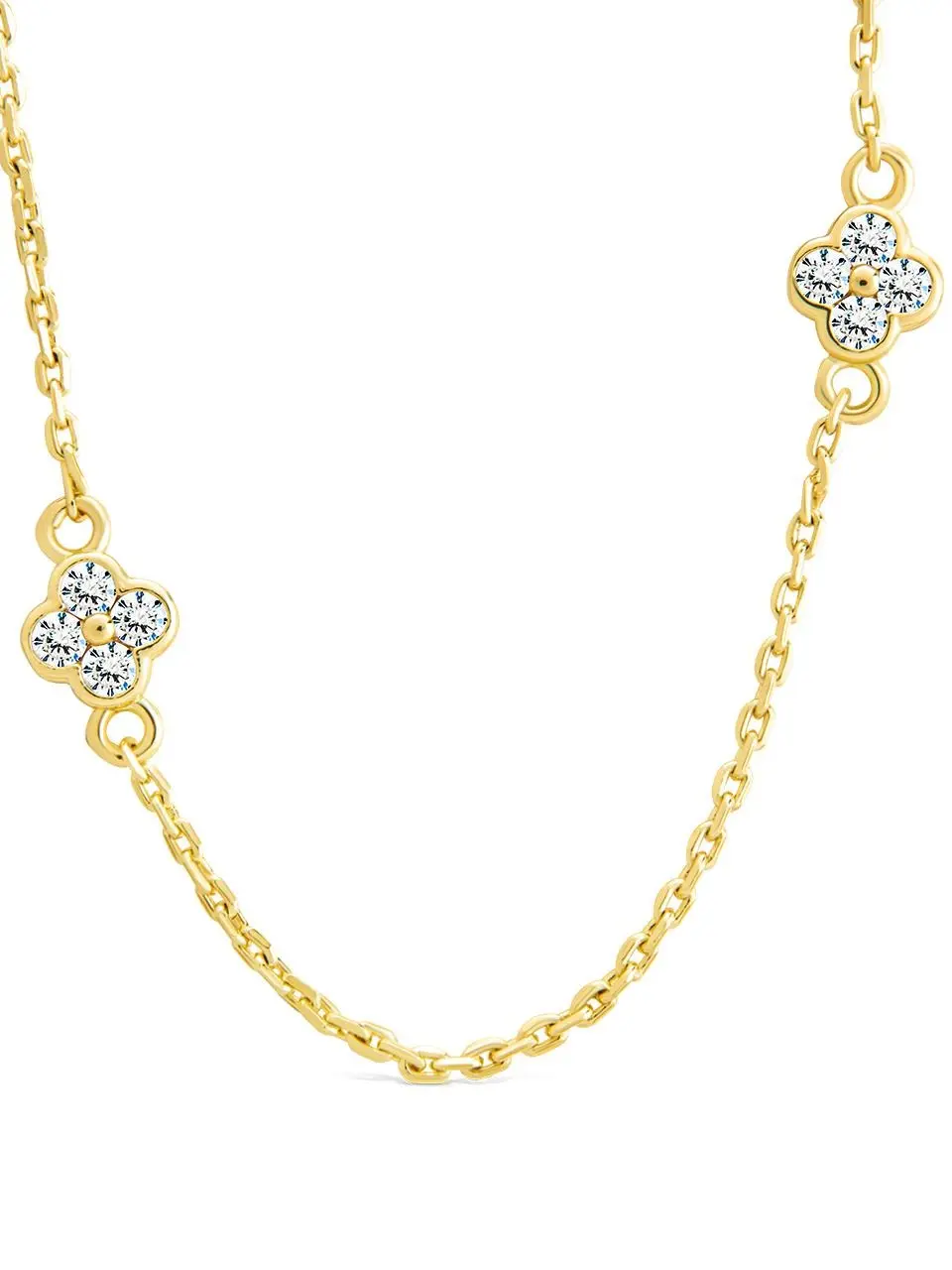 Sterling Forever Honora CZ Petal Station Necklace