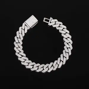 9155 High Street Prong Cuban Bracelet - Statement Accessory for Men, Silver Color, Chunky Design, Perfect for Everyday Wear outdoorfun