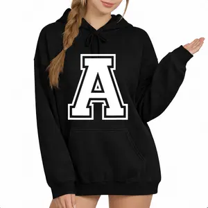 Personalized Letter A Varsity Hoodie – Long Sleeve Alphabet Initial Pullover