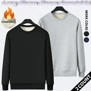 Men's autumn and winter warm thick round neck sweatshirt, soft fabric, resist the cold autumn and winter, autumn and winter cost-effective plus fleece sweatshirt, suitable for daily wear black fits