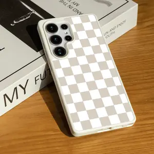 Checkerboard Pattern Phone Case for SAMSUNG S22/S23/24/25/ULTRA/PLUS  Matte Magnetic Phone Case Shock and drop resistance Anti-slip and anti-fall Acrylic Wireless Fingerprint Smartphone