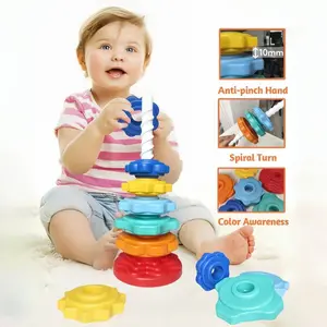 Baby Toy Rotating Tower Rainbow Wheel Learning and Education Toy, Baby Rotating Stacking Toy, Baby Montessori Toy, Gift for Little Girls and Boys, Autism Sensory Learning Toy, Learning Tower Toddlers