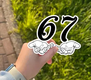 Six Seven Meme Sticker, Funny Hands Sticker, Viral Internet Meme Sticker, Gen Z Humor Sticker, 67 Trend Sticker, Social Media Sticker