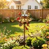 2-Tier Solar Bird Bath & Feeder Combo, Anti-Rust Energy-Saving Freestanding Garden Decor with 1×2-Tier Stand & 1×Solar Floating Fountain for Patio, Backyard