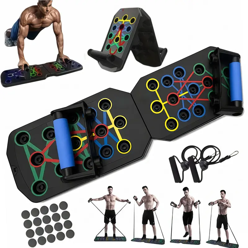 Push Up Board, Foldable Home Workout Equipment with Color-Coded Muscle Targets for Chest, Arms and Core