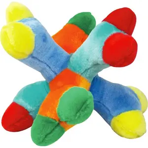 212 MAIN Zanies Attack-a-Jack Jumbo 11-in 3-Legged Soft Plush Cat Toy - Bright Colors, 6 Squeakers, Easy Pickup Design, Interactive Chew for Playtime