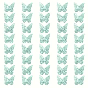 40 Pcs Green Butterfly Lace Trim Fabric Embroidery Organza Butterflies Lace Applique Patches for Wedding Bride DIY Crafts, Butterfly Hair Accessories for Women.