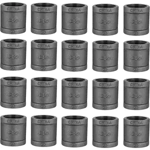 3/4" Pipe Fitting Coupling, 20 Pack Malleable Iron Cast Pipe Coupling for Steam-punk  Shelf Bracket DIY Plumbing Pipe Decor Furniture (20, 3/4")