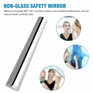 Self-Adhesive Mirror Sticker with Back Adhesive, 59.05x11.81 Inches, Soft Glass Surface, Suitable for Self-Serve/glass Doors, Home Use