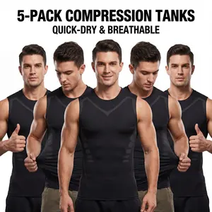 5-Pack Compression Tanks Quick-Dry & Breathable Menswear Top for Men