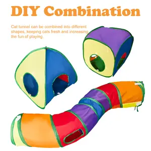 Collapsible Cat Tunnel & Cubes Combo with Collapsible Frame, Magic Stickers, Play Ball, Peek Holes, Fun Interaction, Play & Rest Functionality, Zipper Bag for Indoor Cats