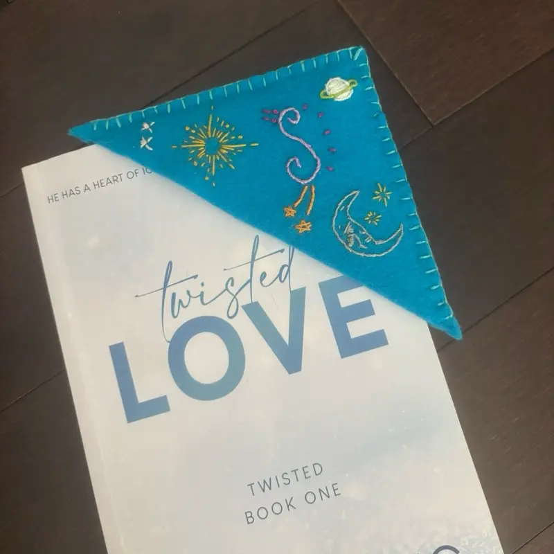 Unique Hand Embroidered Initial Corner Bookmark- with Eye Catching Design