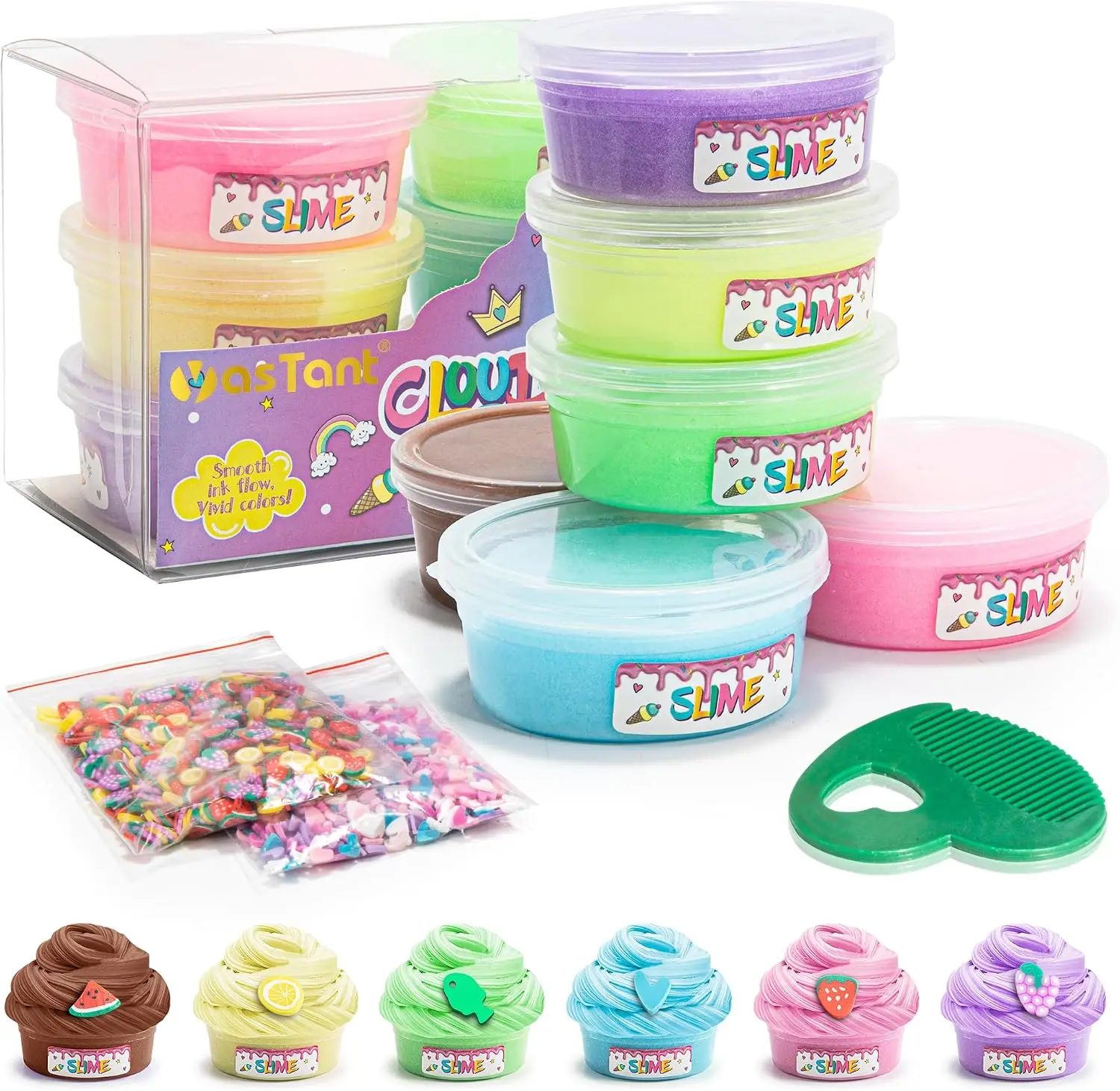 Halloween Fall Gift Slime Kit for Girls and Boys, Safe and Fluffy Slime for Kids, Stress Relief Kids Slime Kits for Toddlers, Stretchy Butter Slime Pack of 6