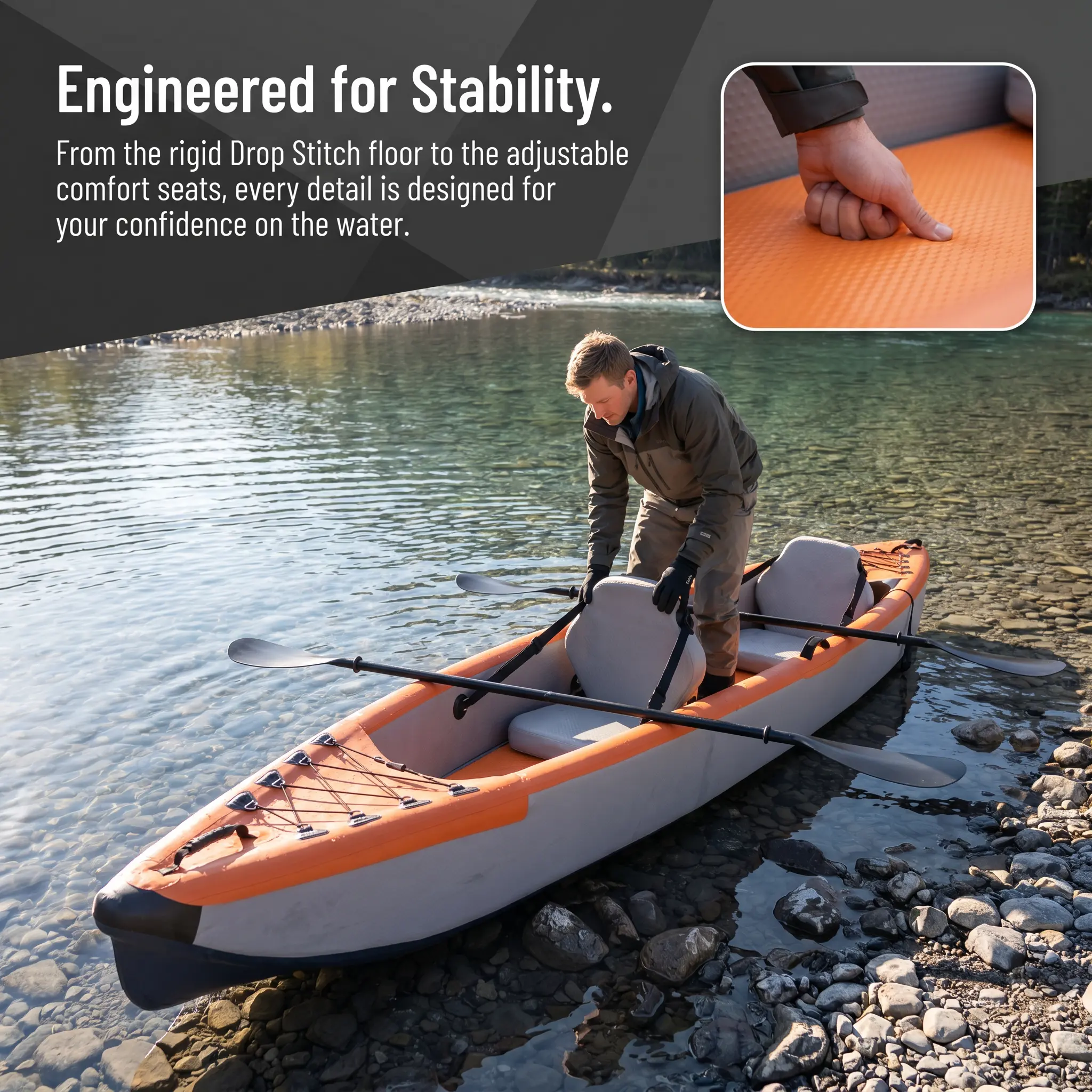 Inflatable 2-Person Kayak – Heavy-Duty High Pressure Raft Boat, Portable Drift Canoe for Fishing, Camping, River & Lake, Easy Inflate & Carry, Durable Waterproof, Perfect Summer Adventure Fun # SummerVibes