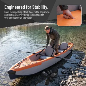 Inflatable 2-Person Kayak – Heavy-Duty High Pressure Raft Boat, Portable Drift Canoe for Fishing, Camping, River & Lake, Easy Inflate & Carry, Durable Waterproof, Perfect Summer Adventure Fun # SummerVibes