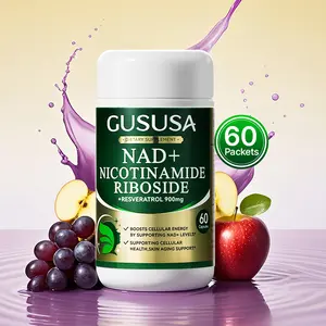 2PCs GUSUSA NAD+ Nicotinamide Riboside 500mg-NAD+ Anti-Aging，Antioxidants Nutritional Supplements，Supplement capsules for skin aging，Enhance cellular energy and improve vitality ，Suitable for those who need to resist aging and muscle loss-60 Count.
