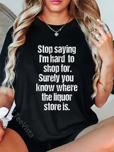 100% Cotton Unisex Funny Drinking Shirts for Men Stop Saying I'm Hard to Shop For Liquor Store T-Shirt Black 3XL Men's T-shirt