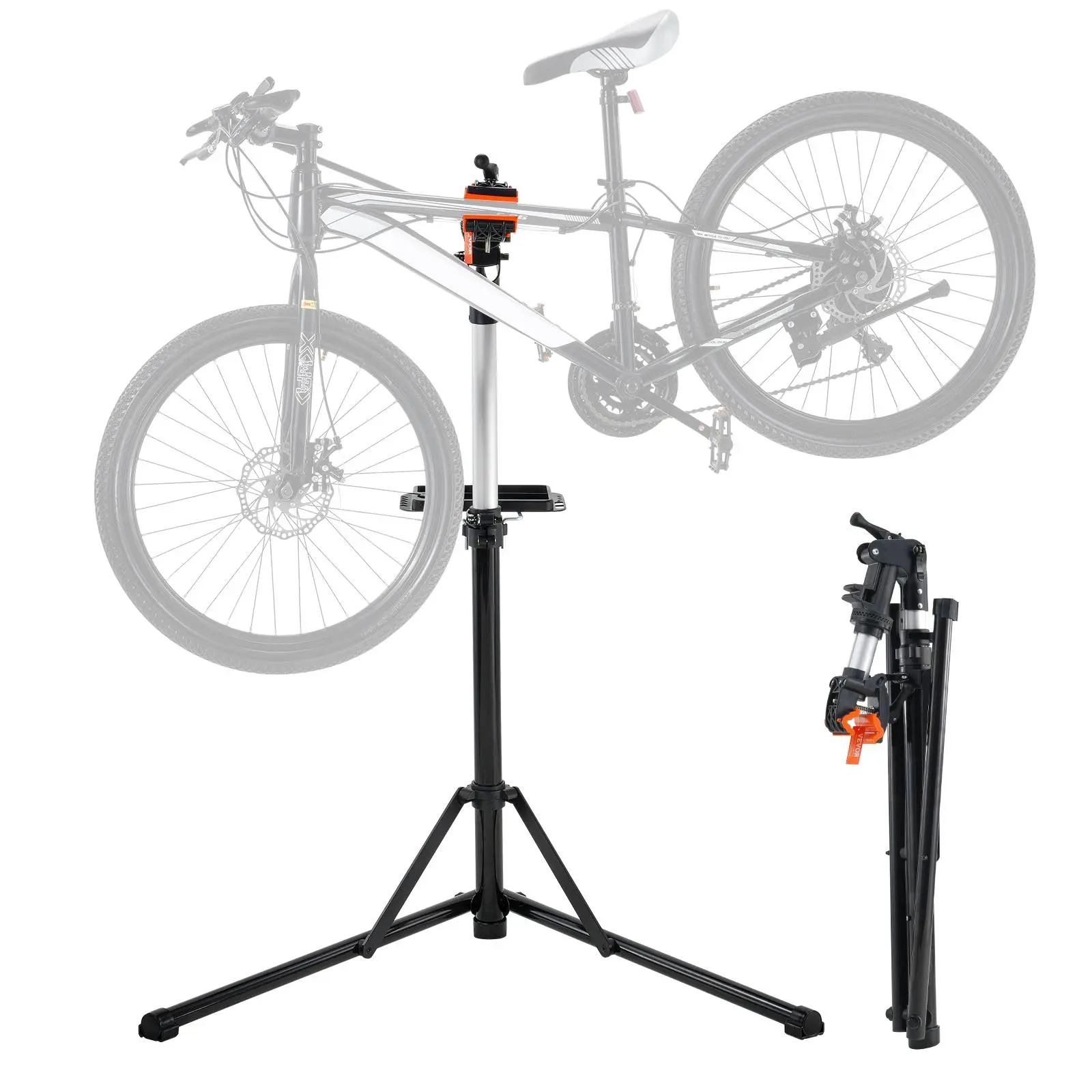 【summerfinds】VEVOR Bike Repair Stand, 66 lbs Heavy-duty Aluminum Bicycle Repair Stand, Adjustable Height Bike Maintenance Workstand with Magnetic Tool Tray Telescopic Arm, Foldable Bike Work Stand for Home, Shops