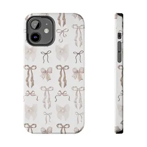 Soft Beige Coquette Phone Case, Bow Phone Case, Soft Girl Aesthetic, iPhone 16 15 14 13 12 11 Pro Max 8 Plus