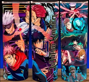 Jujutsu Kaisen JJK Anime Manga Cup Mug Tumbler 20oz with Lid and Straw - Elegant Drinkware for Anime Fans - Perfect for Hot or Cold Drinks! Stainless Steel. Flasks Plastic Glossy Insulated