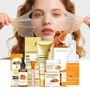 Turmeric 4-Piece Face Set: Cleanser, Serum, Cream & Peel-Off Mask – 4-Step Routine for Hydrated, Healthy Skin in Autumn & Winter
