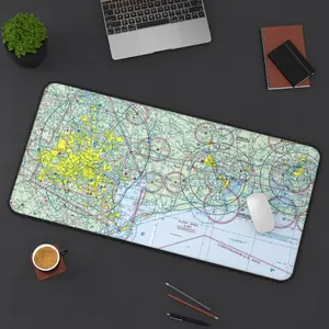 Houston VFR Sectional Aviation Chart Desk Mat | Coastal Flight Map Mouse Pad