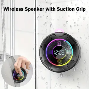 Christmas [Portable Wireless Speaker] Halloween Gift Portable Wireless Speaker with Suction Cup - USB Rechargeable, 10 Hours Playtime, Party, Bathroom, Travel and Outdoor, RGB Bathroom Suction Cup Wireless Hands-free Speaker, IPX7 Waterproof Speaker