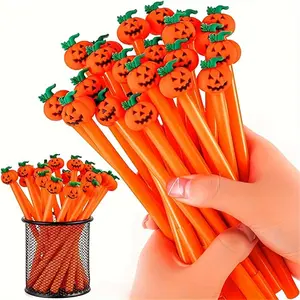 10-Pack Halloween Pumpkin Gel Pens, Cute Skull Design, 0.5mm Fine Tip, Ink, Perfect for Party Gifts, School & Office Supplies