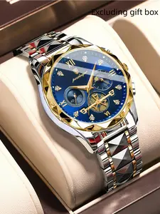 POEDAGAR Luxury Fashion Men's Watch Waterproof Night Light Timer Watch Men's Stainless Steel Quartz Watch Exquisite Watch