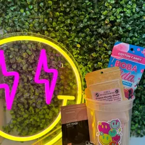 Loaded Teas 12-Pk Bundle with Plastic Cup Caffeine Eye Mask Stick Popping BOBA Keychain Sugar-Free Sweet Treats - Set