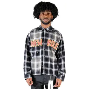 Kleep Mens Long Sleeve Cropped Button Down Shirt (Black) KW-5310