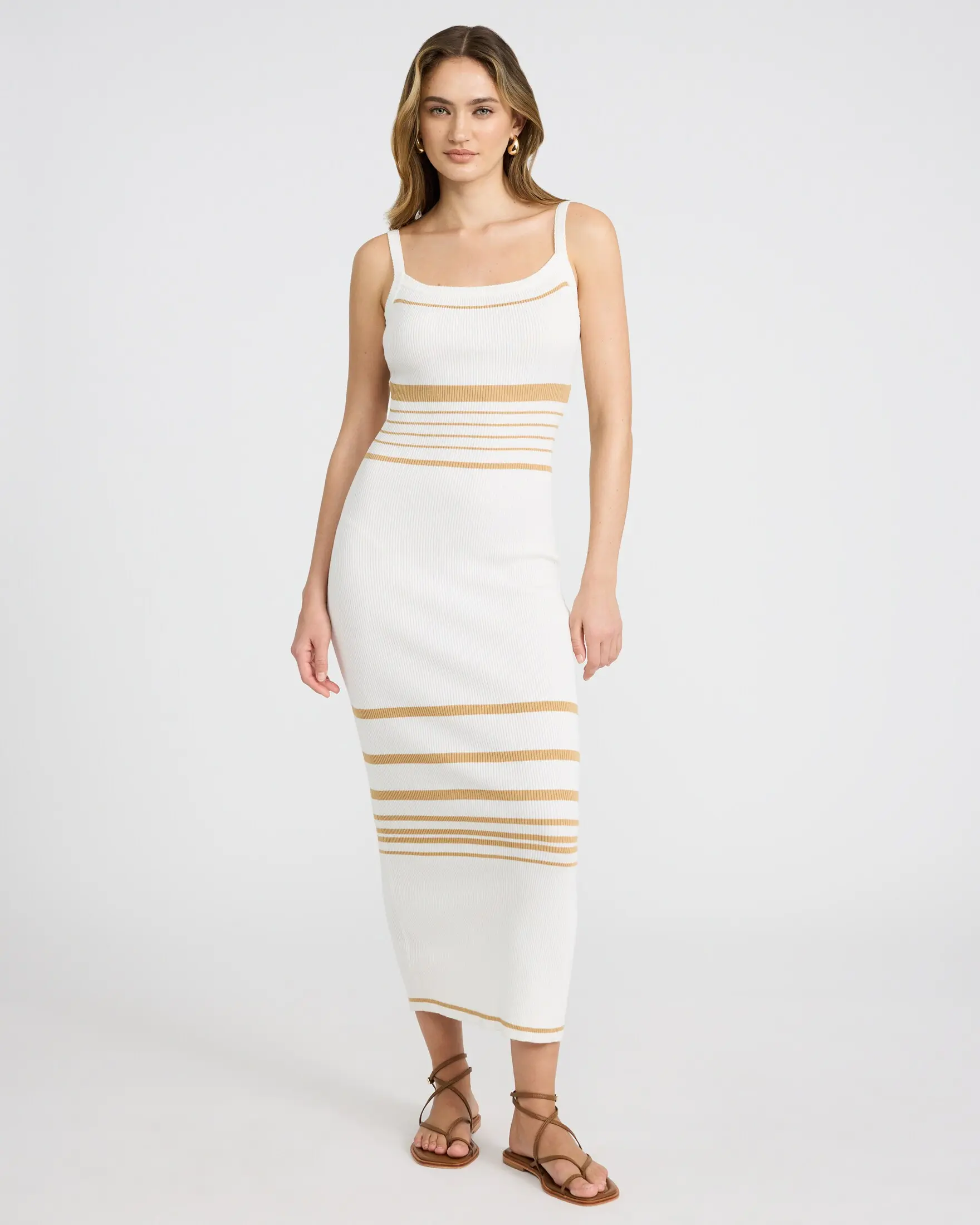 Express Striped Scoop Neck Sleeveless Tie Cutout Maxi Sweater Dress -  TikTok Shop
