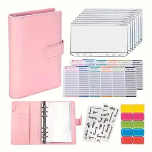 A6 Budget Binder with Zipper Envelope, 1 Set Monthly Budget Planner with Cash Envelope & Sticker, Stationery Supplies for Home School Office