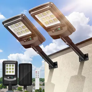 ISUNMEA Solar Street Light Outdoor, 11-Inch Solar Powered Street Light with Motion Sensor & Remote Control, Dusk to Dawn Waterproof Security Light for Wall Mount, Entryway, Driveway, Yard, Garden   Solar Waterproof Lamp Post Lights (2 Pack)
