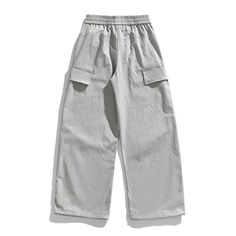 Workwear streetwear brand solid-color men’s work pants — summer curved/sickle-cut wide-leg casual loose “banana” pants NC-2732