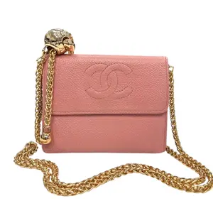 Pre-owned CHANEL caviar leather Crossbody Bags Pink Timeless Compact Wallet