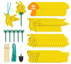 60 Pack Yellow Sticky Traps Fungus Gnat Sticky Traps, Gnat Traps for House Indoor Gnat Killer Indoor, House Plant Gnats Bugs Sticky Killer Fruit Fly Traps for Indoor