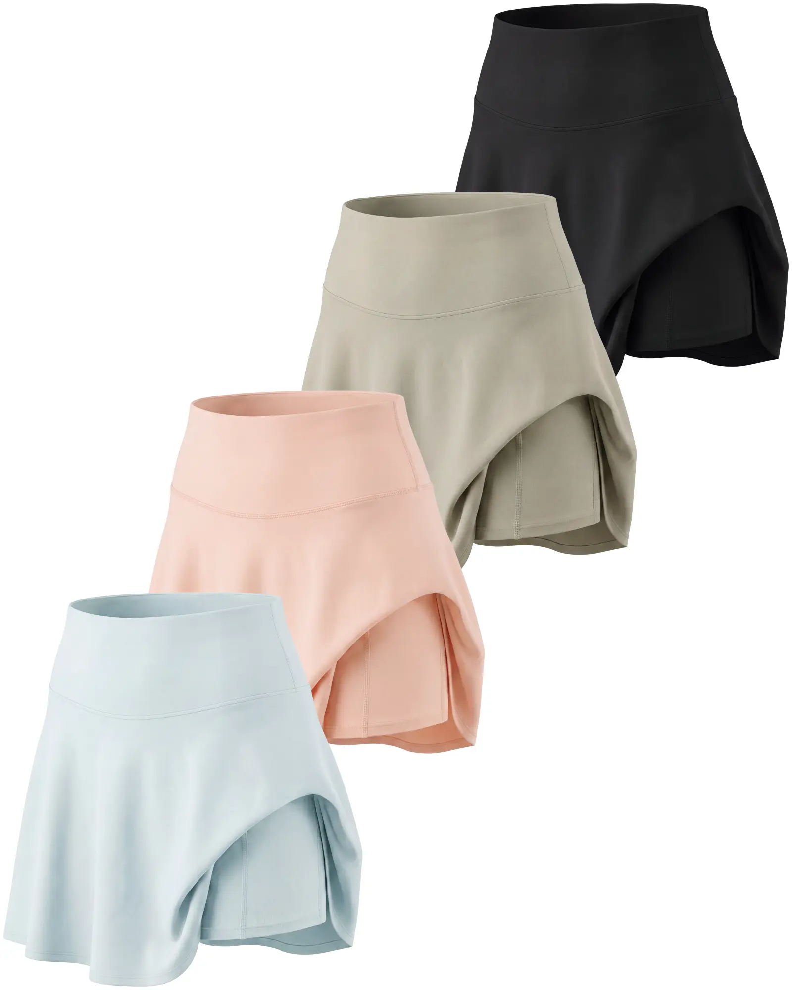 4 Pack Women's A Line Skort Skater Pleated Tennis Golf Skirt Pockets Gym