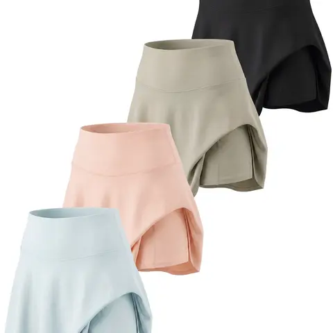 4 Pack Women's A Line Skort Skater Pleated Tennis Golf Skirt Pockets Gym