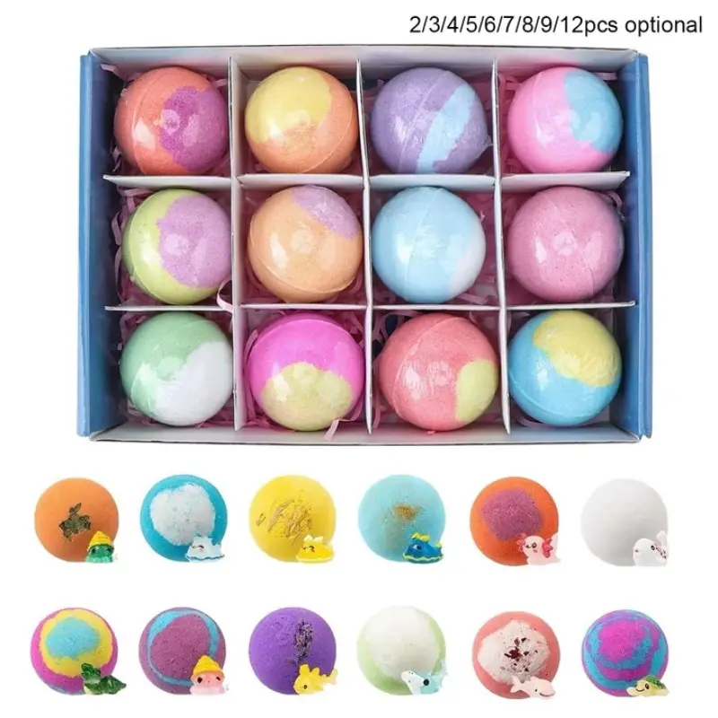 Candy Theme Bath Ball Gift Set, Gentle Bath Bombs, Natural Plant Essential Oil, Rich Lather Hidden Figures, Fun Bath Toy for Kids Aged 3+