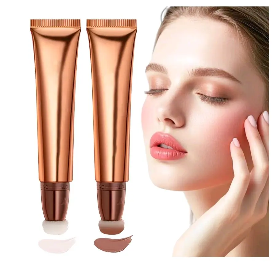 Liquid Contour Wand,  New 2 In 1 Contour Beauty Wand Blushs Waterproof Liquid Blush for Women, Waterproof Blush Beauty Make Up Stick With Applicator  One Size)